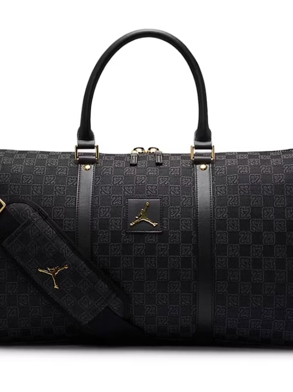 Jordan Black Monogram Duffel with Gold Accents
